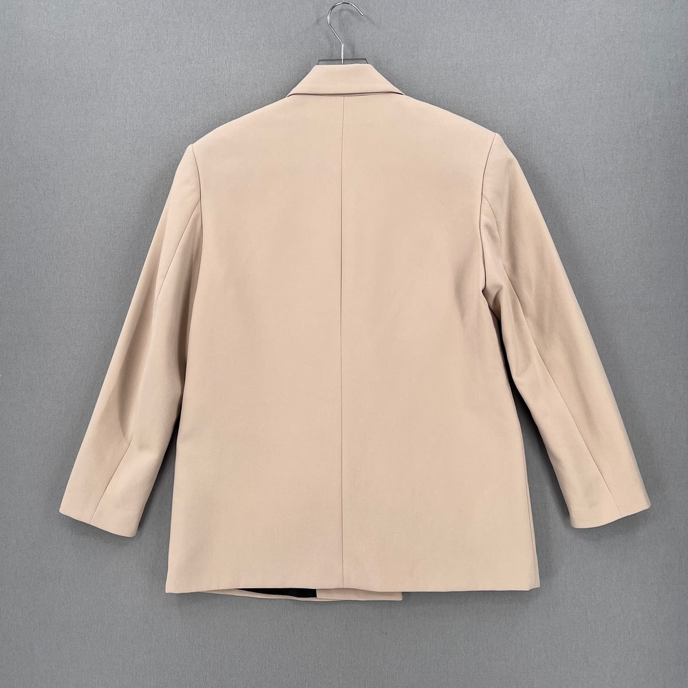 ZARA Oversized Double Breasted Blazer Womens Small Tan Long Sleeve Peaked Lapel - Picture 5 of 16